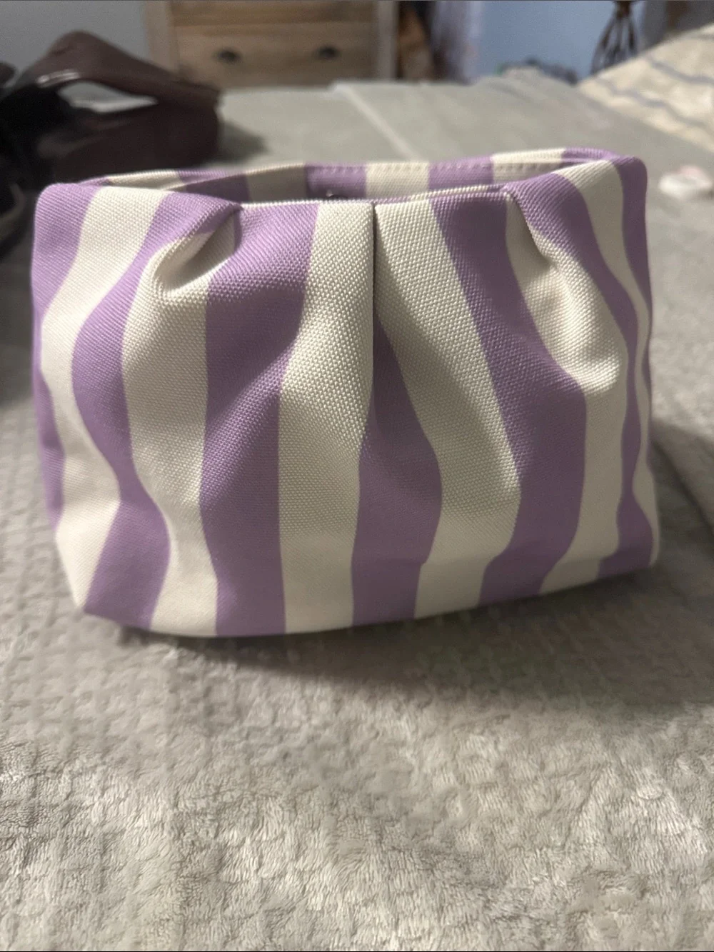 Pureology Lavender and White Striped Cosmetic Pouch